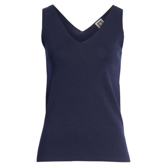 ANNE KLEIN Cotton Blend Knit Double V Tank Top in Eclipse - XL - Picture 5 of 6